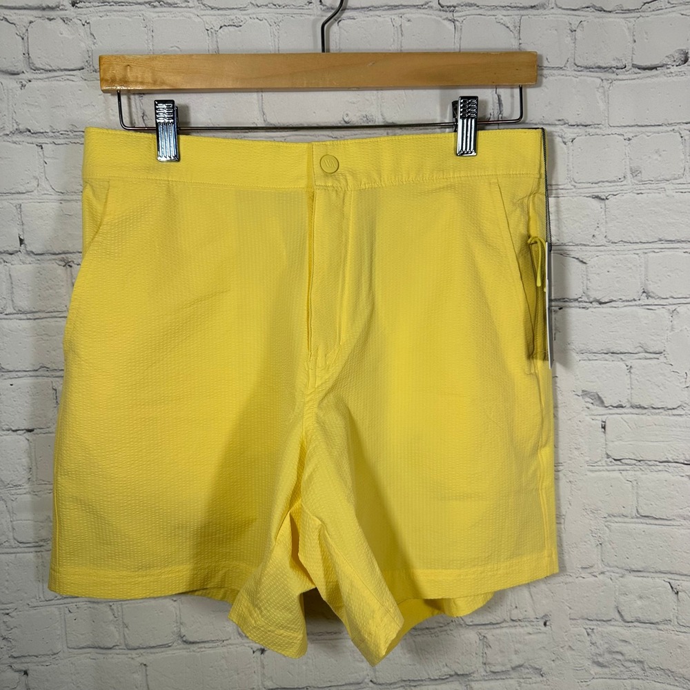 VRST Mens‎ 6" Resort Short Yellow Seersucker Relaxed Fit Size Medium MAX251107SR